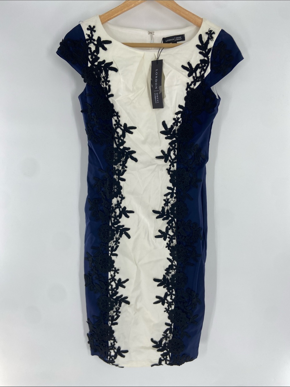 London Dress Company Navy and White Clara Dress Size 6 NWT